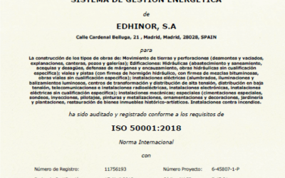 EDHINOR OBTIENE EL CERTIFICADO DEL SISTEMA DE GESTIÓN ENERGÉTICA ISO 50001:2018